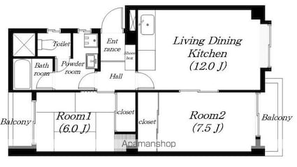 サンシャイン石山[2LDK/60m2]の間取図
