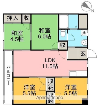 美和ハイツⅢ[4LDK/68.24m2]の間取図