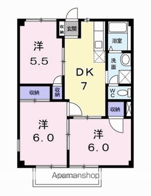 ＮｅｗグリーンハイツＢ[3DK/52.17m2]の間取図