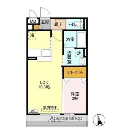 ブリックガーデン[1LDK/33.26m2]の間取図