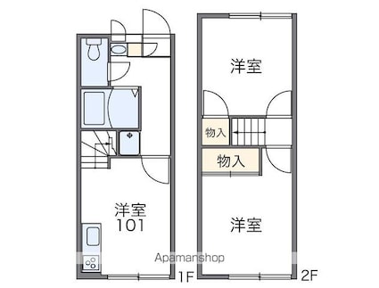 レオパレスウォーターレイⅡ[2DK/40.95m2]の間取図