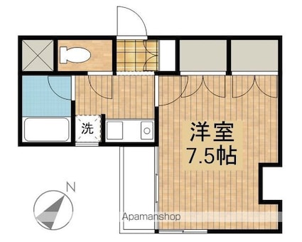 グリーンキャピタル材木町第１[1K/25.83m2]の間取図