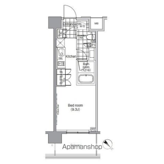 パークハビオ赤坂[1R/25.04m2]の間取図