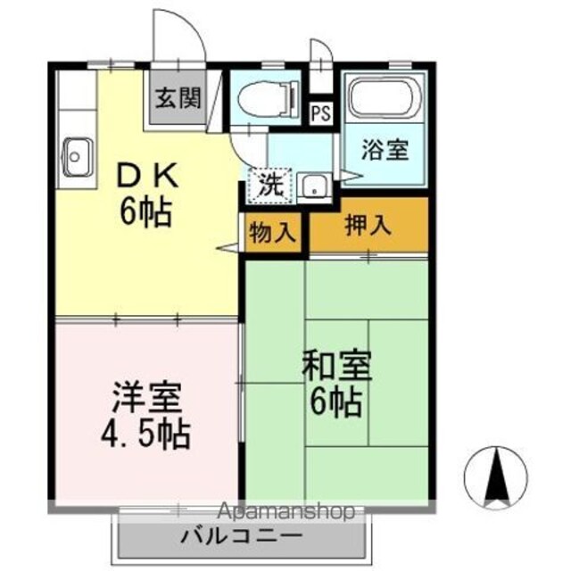 グランドール[2DK/35.91m2]の間取図