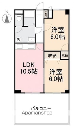 グローバル高松[2LDK/54m2]の間取図