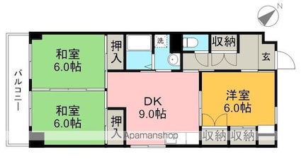美和ハイツⅢ[3DK/62.59m2]の間取図
