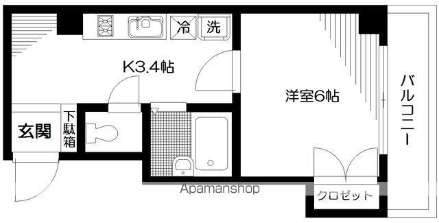 東京都中野区野方６丁目[1K/24.48m2]の間取図