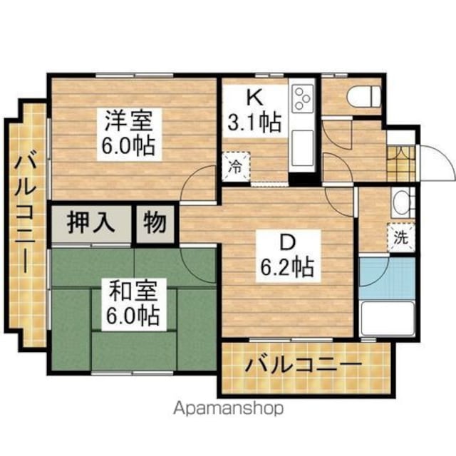 つつじヶ丘エクセルハイツⅡ[2DK/50.14m2]の間取図