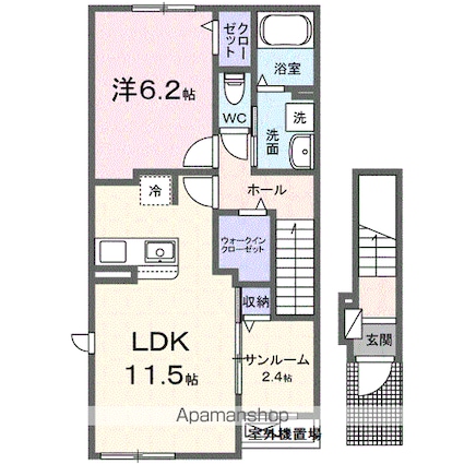 福島県福島市岡部字大下[1LDK/50.96m2]の間取図