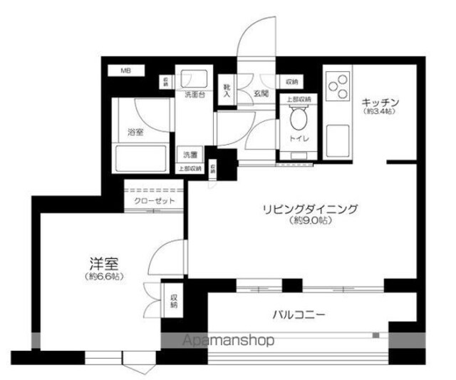 アトラス白金台レジデンス[1LDK/45.3m2]の間取図