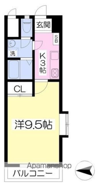 ハーモニーコート[1K/28.8m2]の間取図