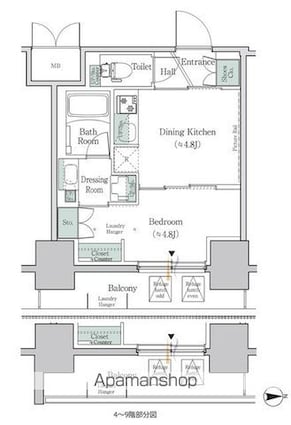 ワンルーフレジデンス板橋大山[1DK/25.23m2]の間取図