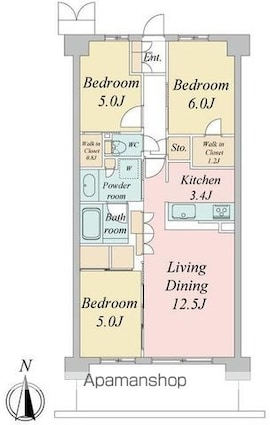 トラープランド蒼麗館[3LDK/72m2]の間取図