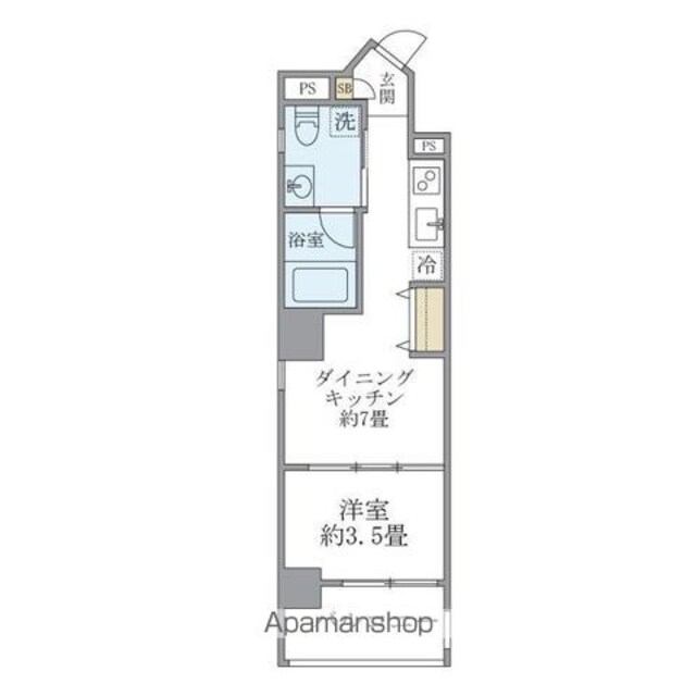 アールプライム大手町[1DK/27.44m2]の間取図