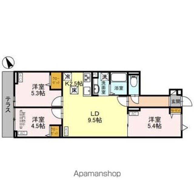 東京都中野区松が丘２丁目[3LDK/58.64m2]の間取図