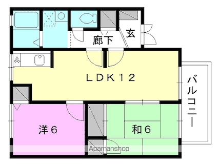 メルヴェーユ・シェソワ[2LDK/56.83m2]の間取図