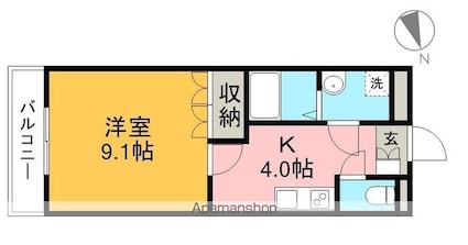 トランキーロ[1K/30.96m2]の間取図