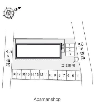 レオパレス長谷川[1K/22.35m2]の配置図