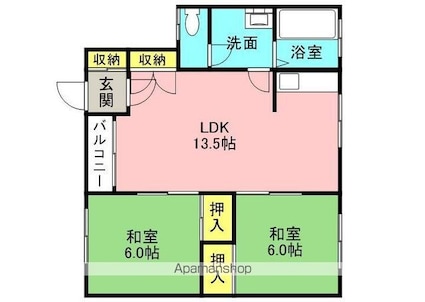 コーポ湊高台[2LDK/47.93m2]の間取図