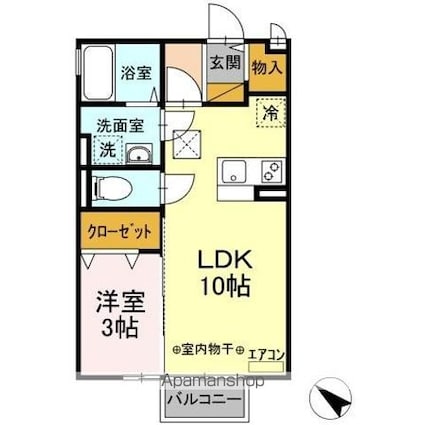 ヴァン・ボナール　Ａ[1LDK/33.39m2]の間取図