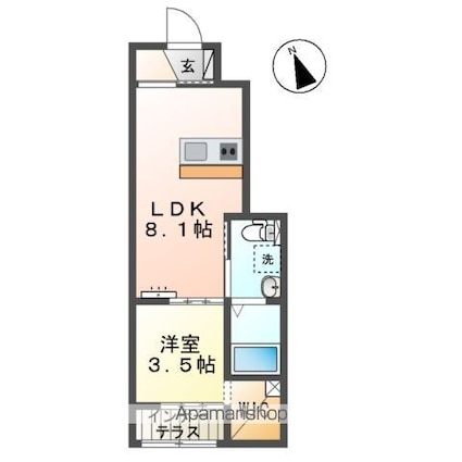 Ｇｒｅｅｎ　Ｈｉｌｌｓ桔梗Ⅱ[1LDK/31.38m2]の間取図