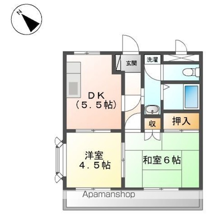 アスパラ館[2K/39.3m2]の間取図