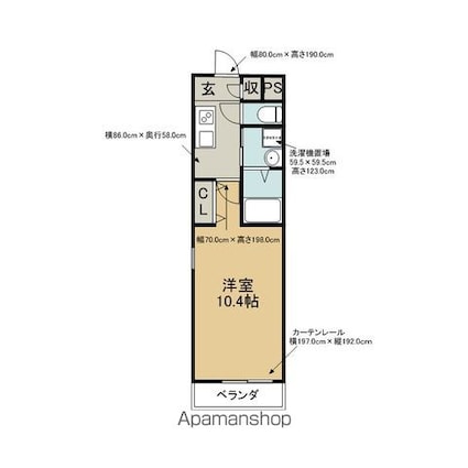 ハンプトンコート[1K/30m2]の間取図