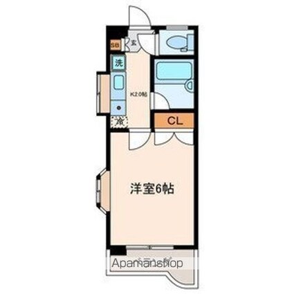 クレイン弥生[1K/17.55m2]の間取図