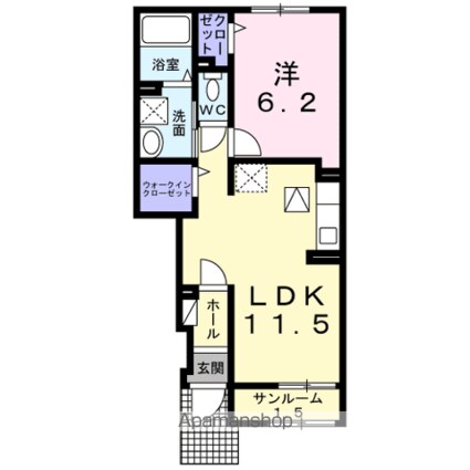 カームタイム　Ⅱ[1LDK/43.61m2]の間取図