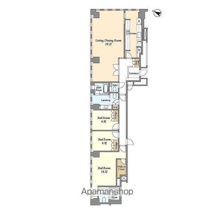 プルデンシャルタワーレジデンス[3LDK/164.43m2]の間取図