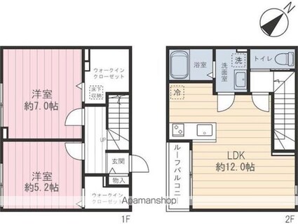 ヒルサイドスクエアＩＩ棟[2LDK/59.2m2]の間取図