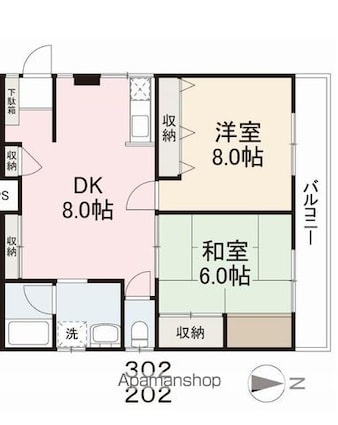 ケントマンション[2DK/55.48m2]の間取図