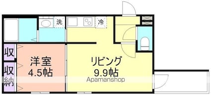 和歌山県和歌山市田中町５丁目[1LDK/34.02m2]の間取図