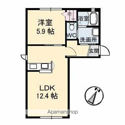プレミアムコート　Ａ棟[1LDK/42.17m2]の間取図