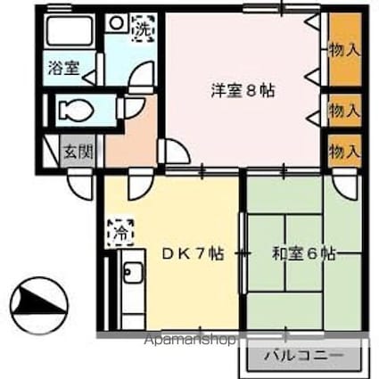 ロイヤルコーポＭ[2DK/48.57m2]の間取図