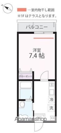 ハーミットクラブハウス浅間台Ｂ[1K/24.47m2]の間取図