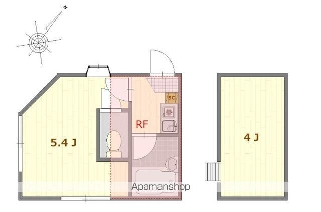 メゾンドブラン平和台[1K/14.85m2]の間取図