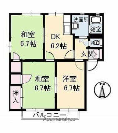 広島県福山市春日町１丁目[3DK/59.32m2]の間取図