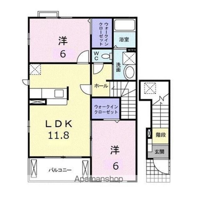 グラスランド　レジデンス　Ｇ[2LDK/58.8m2]の間取図