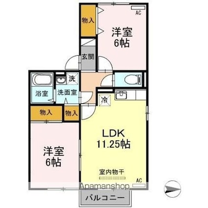 クレールコート[2LDK/54.62m2]の間取図