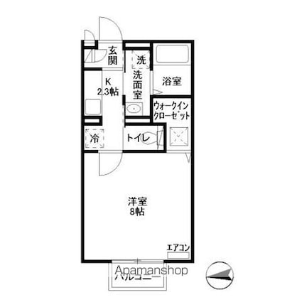 シャルマン[1K/26.71m2]の間取図