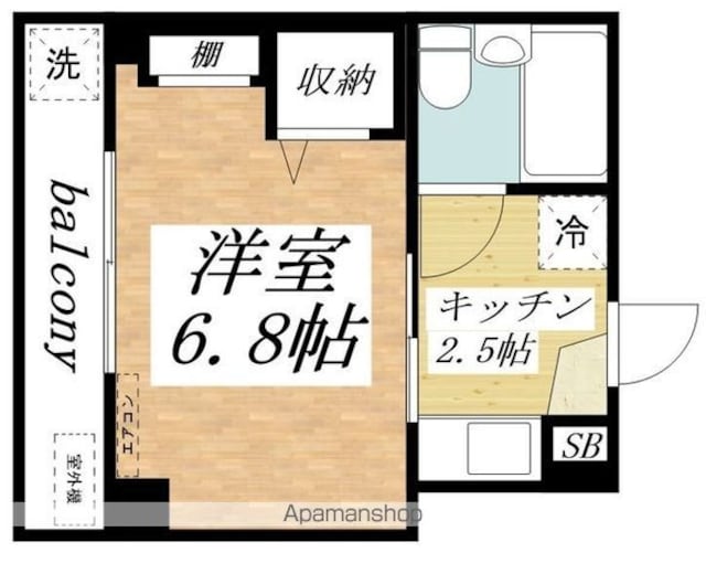 東京都中野区本町５丁目[1K/20.25m2]の間取図