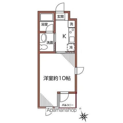 プリムヴェール[1K/28.57m2]の間取図