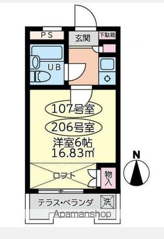 ハイツタケオ 206 ｜ 神奈川県横浜市港北区日吉２丁目16-11（賃貸マンション1K・2階・16.50㎡） その2