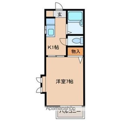 カセラ・Ｒ[1K/22.68m2]の間取図