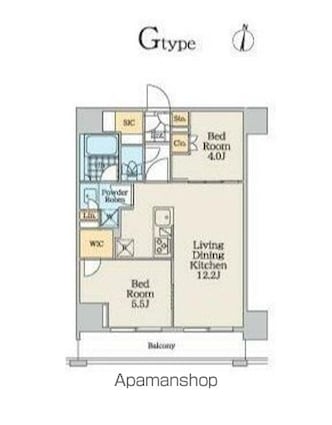 クレストコート中野富士見町[2LDK/50.12m2]の間取図