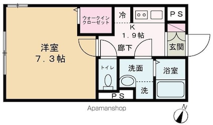 エルファーロ笹塚Ⅱ[1K/25.2m2]の間取図