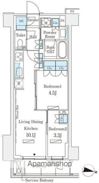 ロイヤルパークス赤羽サウス[2LDK/44.1m2]の間取図