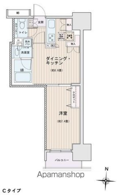 エスティメゾン錦糸町Ⅱ[1DK/40m2]の間取図