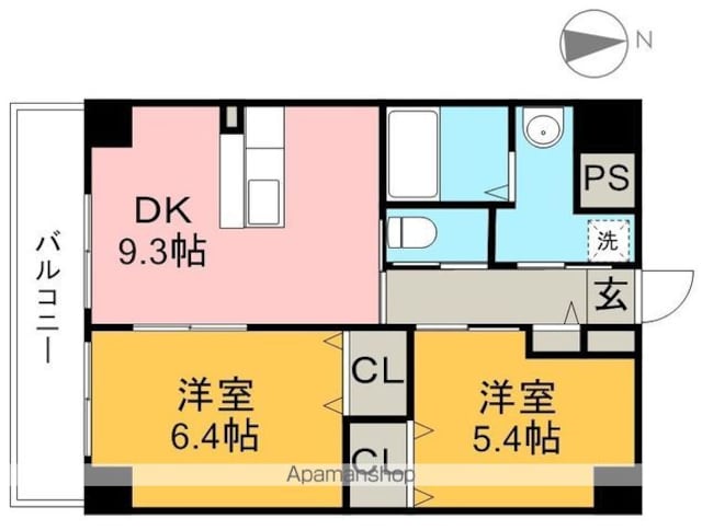 みつばちレジデンス[2DK/49.41m2]の間取図